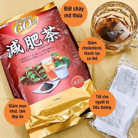 Trà hỗ trợ giảm mỡ bụng ORIHIRO Genpi Tea 3g x 60 gói