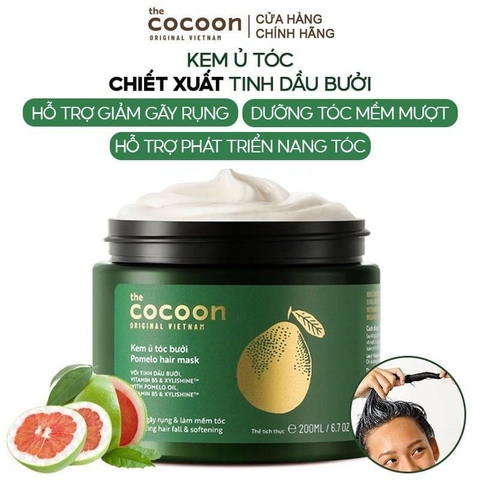 e927 - Kem Ủ Tóc Bưởi Pomelo CoCoon giảm gãy rụng và mềm mượt tóc 200ml LYO