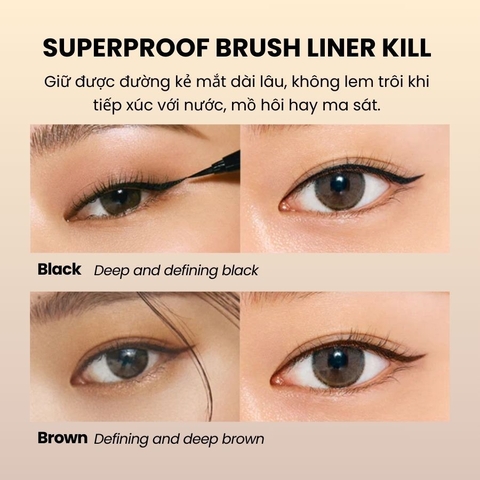 f120 - Bút Dạ Kẻ Mắt CLIO Superproof Brush Liner Kill 0.55ml Nét Siêu Mảnh Dễ Kẻ LYO