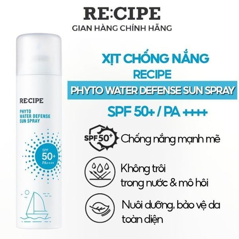f089 - Xịt chống nắng Re:cipe Phyto Water Defense Sun Spray SPF50+ PA++++ 180ml LYO