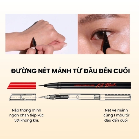 f120 - Bút Dạ Kẻ Mắt CLIO Superproof Brush Liner Kill 0.55ml Nét Siêu Mảnh Dễ Kẻ LYO