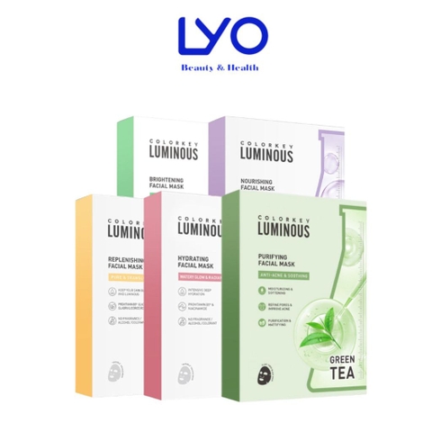 Combo 10 Mặt Nạ Colorkey Luminous B5 Facial Mask 25ml (Đủ màu) (Nguyên hộp) LYO