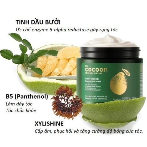 e927 - Kem Ủ Tóc Bưởi Pomelo CoCoon giảm gãy rụng và mềm mượt tóc 200ml LYO