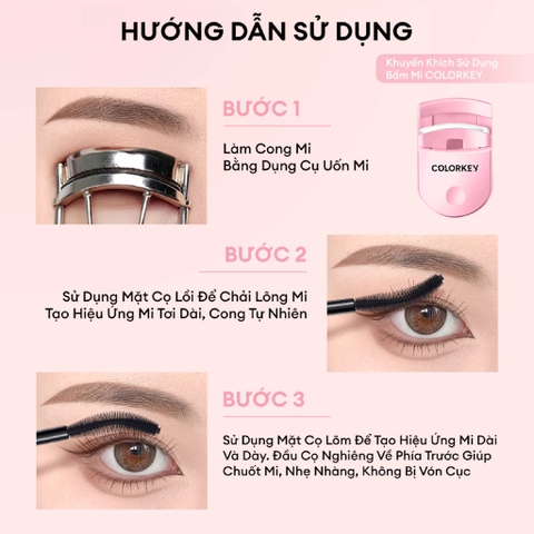 e950 - Mascara COLORKEY Hỗ Trợ Giúp Cong Và Dày Mi, Lâu Trôi, Chống Nước 6g LYO