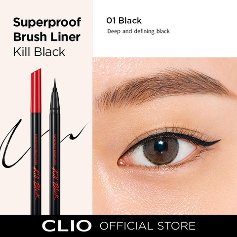 f120 - Bút Dạ Kẻ Mắt CLIO Superproof Brush Liner Kill 0.55ml Nét Siêu Mảnh Dễ Kẻ LYO