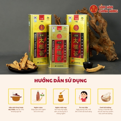 f117 - Thái cực sâm củ khô Daedong Korea Ginseng Hàn Quốc Thiên sâm 300g (10 củ) LYO