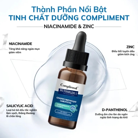 f146 - Serum, Tinh chất Compliment làm sạch sâu, giảm mụn, se lỗ chân lông, kiềm dầu Hàng Nga 27ml LYO