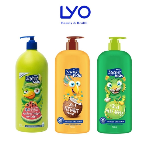 f209 - Sữa tắm gội trẻ em Suave Kids 3 trong 1 700ml (Hương Táo/Dưa Hấu/Dừa) LYO