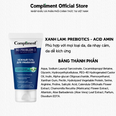 f143 - Gel Rửa Mặt Chứa BHA Compliment No Problem Sạch Sâu, Giảm Dầu Mụn Hàng Nga 200ml LYO