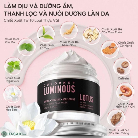 f091, f088 - Mặt Nạ đất sét bùn khoáng Colorkey Luminous Green Tea Purifying Cleansing Clay 60g & 10g LYO