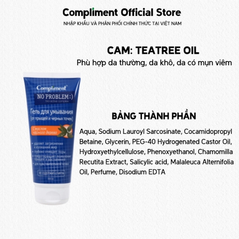 f143 - Gel Rửa Mặt Chứa BHA Compliment No Problem Sạch Sâu, Giảm Dầu Mụn Hàng Nga 200ml LYO