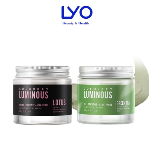 f091, f088 - Mặt Nạ đất sét bùn khoáng Colorkey Luminous Green Tea Purifying Cleansing Clay 60g & 10g LYO