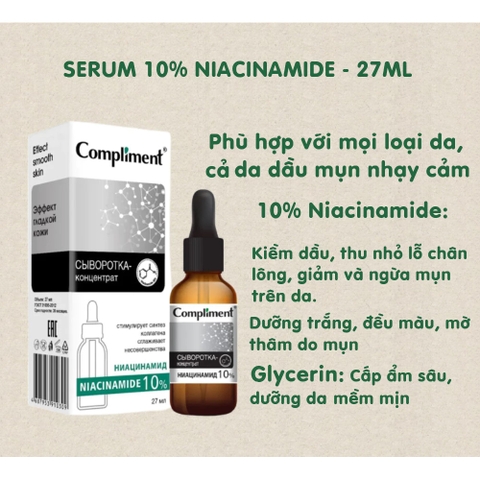 f146 - Serum, Tinh chất Compliment làm sạch sâu, giảm mụn, se lỗ chân lông, kiềm dầu Hàng Nga 27ml LYO