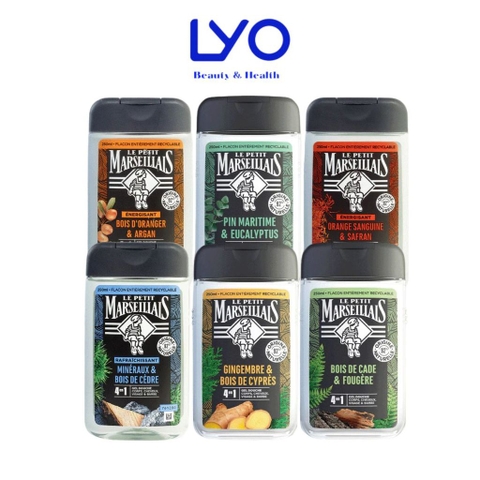 Sữa Tắm Gội Nam Hữu Cơ 92% Le Petit Marseillais Pháp 250ml 4in1 Với Hương Thơm Nam Tính