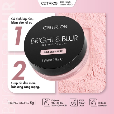 f231 - Phấn phủ mỏng nhẹ căng bóng nâng tone Catrice Bright & Blur Setting Powder 8g LYO