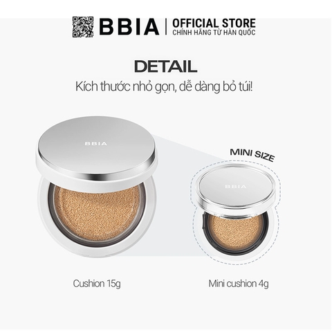 Cushion mini dưỡng ẩm căng bóng, bền màu BBIA Eau Glow Cushion Mini Eau Edition 4g