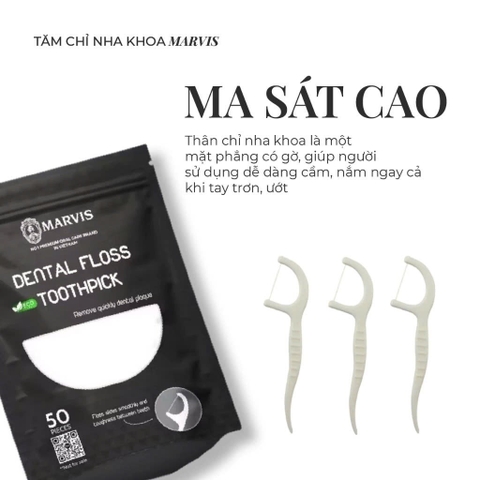 f225 - Tăm Chỉ Nha Khoa MARVIS Dental Floss Toothpick Bảo Vệ Răng Miệng An Toàn (túi 50 cái) LYO