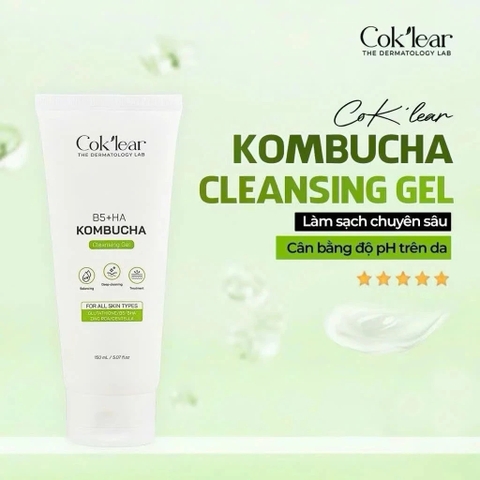 f063 - Sữa Rửa Mặt B5 + HA Kombucha Cok'lear Làm Sạch Chuyên Sâu và Cân Bằng Độ PH LYO