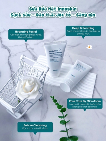 Sữa Rửa Mặt Dịu Nhẹ, Sạch Sâu Innoskin Daily Skin Natural Detox Foam Cleansing Hàn Quốc 150ml