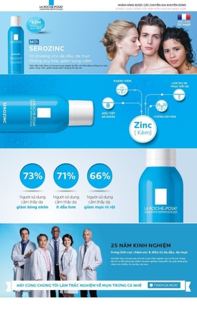 (SALE Hàng trầy xước hạn 11/2023) Xịt Khoáng La Roche - Posay Làm Sạch & Dịu Da Dầu Mụn Serozinc 300ml