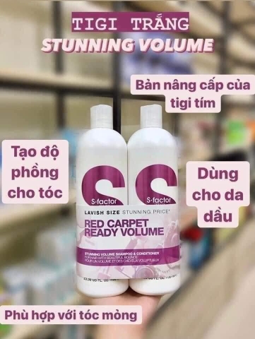 Cặp Dầu Gội Xả Phục Hồi Tóc Hư Tổn TiGi Trắng S-factor Red Carpet Ready Volume 750ml