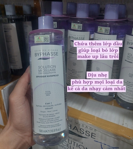 Nước Tẩy Trang Byphasse Solution Micellaire Tím 500ml