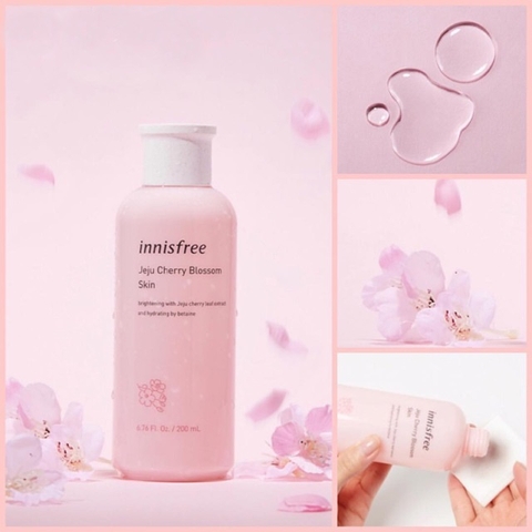 Nước hoa hồng cân bằng sáng da và dưỡng ẩm Innisfree Jeju Cherry Blossom Skin 200ml