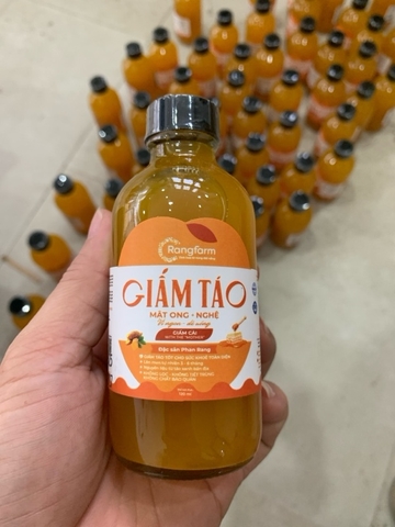 e554 - Giấm Táo giảm cân Nguyên chất - Nghệ Mật Ong, Lên Men Tự Nhiên Rangfarm 120ml - 500ml