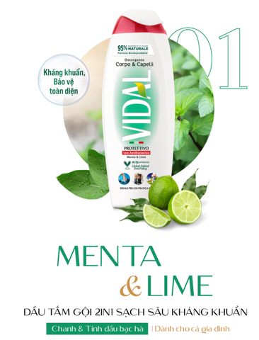 Dầu Gội 2 Trong 1 Ý Vidal Hương Thơm Quyến Rũ, Giúp Tóc Óng Mượt & Chắc Khỏe, Dành Cho Cả Gia Đình 250ml/500ml