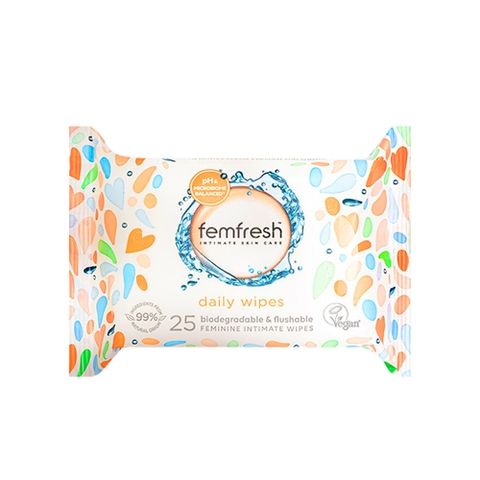 Khăn Ướt Vệ Sinh Vùng Kín Phái Nữ Cao Cấp Hằng Ngày Femfresh Intimate Skincare Daily Wipes Anh Quốc