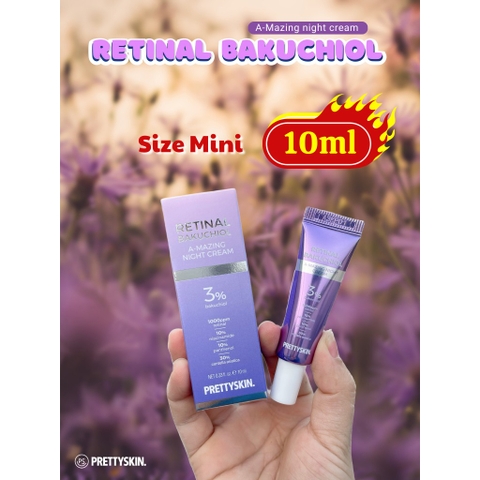 Kem dưỡng tái tạo phục hồi Prettyskin Retinal Bakuchiol A-Mazing night cream - Tuýp 30ml