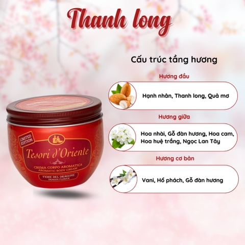 Kem Dưỡng Thể Hương Nước Hoa Ý Tesori d'Oriente Dưỡng Ẩm & Làm Trắng Da, Lưu Hương Bền Lâu Suốt 8h 300ml