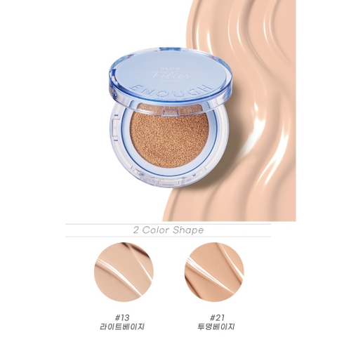 Phấn Nước Kèm Lõi Enough Glow Filter Cushion Giúp Làm Sáng Da, Phẳng Nếp Nhăn, Bảo Vệ Da Khỏi Tia UV Hàn Quốc 12g+12g