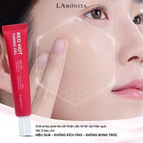 Tuýp Peel da La Bonita Red Hot Toning Gel AHA 25%+Lợi khuẩn Lactobacillus 30g LYO