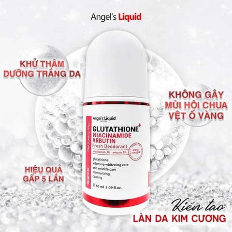 Lăn khử mùi mờ thâm, dưỡng trắng nách Angel's Liquid Glutathione + Niacinamide Arbutin Fresh Deodorant 60ml