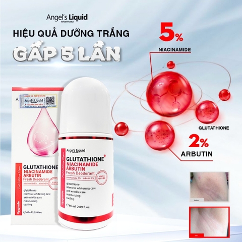 Lăn khử mùi mờ thâm, dưỡng trắng nách Angel's Liquid Glutathione + Niacinamide Arbutin Fresh Deodorant 60ml