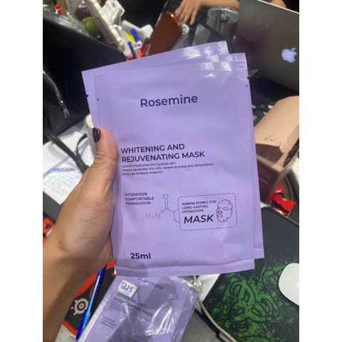 e36 - Lẻ Mặt Nạ Cấp Ẩm, Phục Hồi, Dưỡng Sáng Da Rosemine Whitening And Rejuvenating Mask Hàn Quốc 25ml