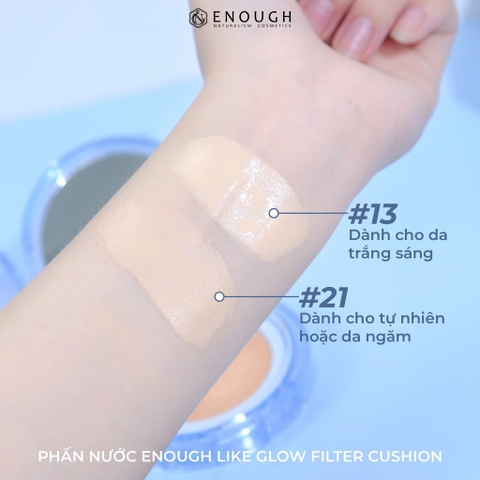 Phấn Nước Kèm Lõi Enough Glow Filter Cushion Giúp Làm Sáng Da, Phẳng Nếp Nhăn, Bảo Vệ Da Khỏi Tia UV Hàn Quốc 12g+12g