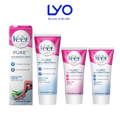 e260 - Kem Tẩy Lông Veet Pure Pháp Dành Cho Mọi Loại Da, Pháp 50g & 100g