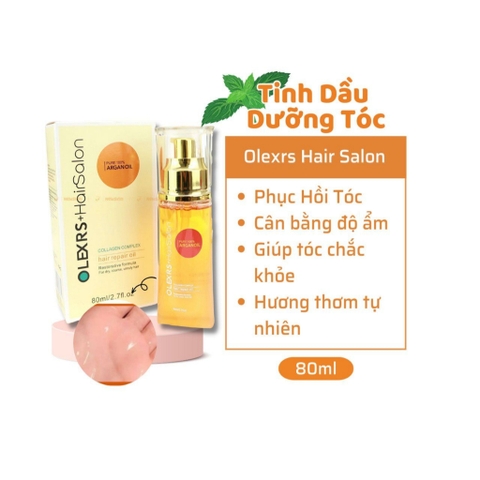 Tinh Dầu Dưỡng Tóc, Phục Hồi Tóc Hư Tổn Olexrs Hairsalon Pure  Argan Oil Essence Collagen Complex Hair Repair Oil 80ml