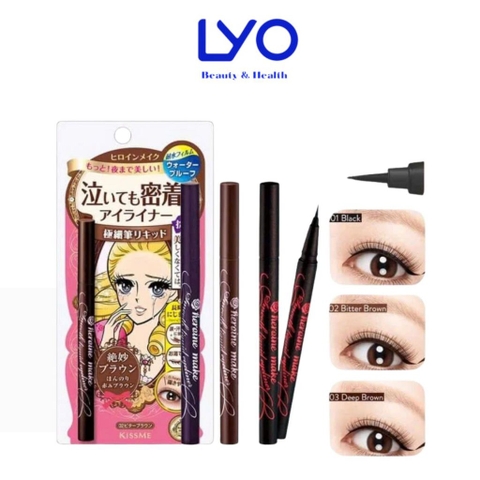 f018 - Bút Kẻ Mắt nước Kissme chống trôi Heroine Make Smooth Liquid Eyeliner nét sắc mảnh 0.1mm LYO