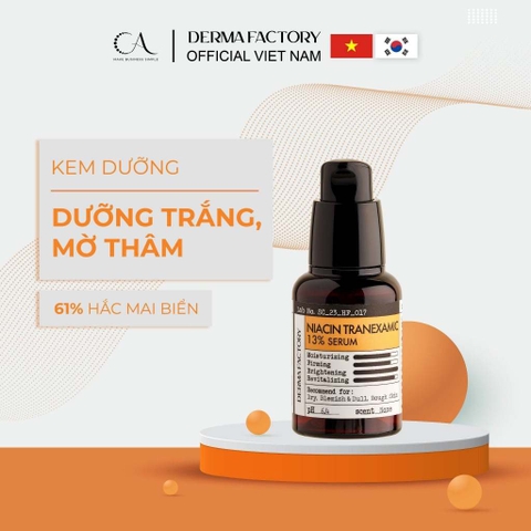 f003 - Tinh chất dưỡng trắng da, mờ thâm nám Derma Factory Niacin Tranexamic 13% Serum 30ml LYO
