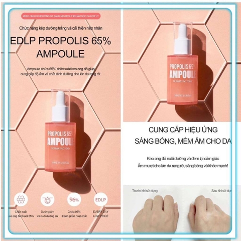 f004 - Serum keo ong tái tạo, phục hồi, dưỡng sáng da Derma Factory Propolis 65% Ampoule 50ml LYO