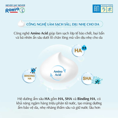F427 - Bọt rửa mặt dưỡng ẩm ROHTO Hada Labo Gokujyun Moisturizing Foaming Wash 160 ml