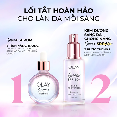 f437 - Kem dưỡng sáng da chống nắng OLAY SUPER SPF50+ PA++++, FLUID MOISTURISER 50ml