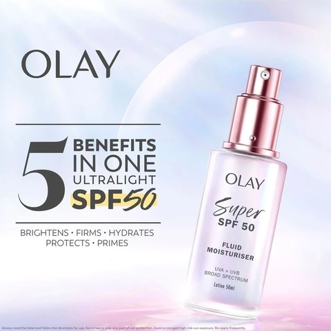 f437 - Kem dưỡng sáng da chống nắng OLAY SUPER SPF50+ PA++++, FLUID MOISTURISER 50ml