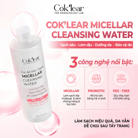 f342 - Nước tẩy trang CoK'lear Micellar Cleansing Water 500ml