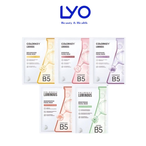e954 - Mặt Nạ Giấy Cấp Ẩm Colorkey Luminous Vitamin B5 Facial Mask (Đủ 5 màu) 25ml LYO