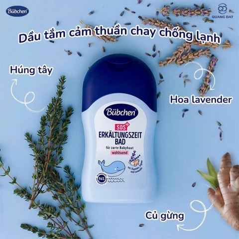 e758 - Dầu Tắm Cảm Thuần Chay Giữ Ấm Cơ Thể Bübchen SOS Erkältungszeitbad 150ml Cho Bé