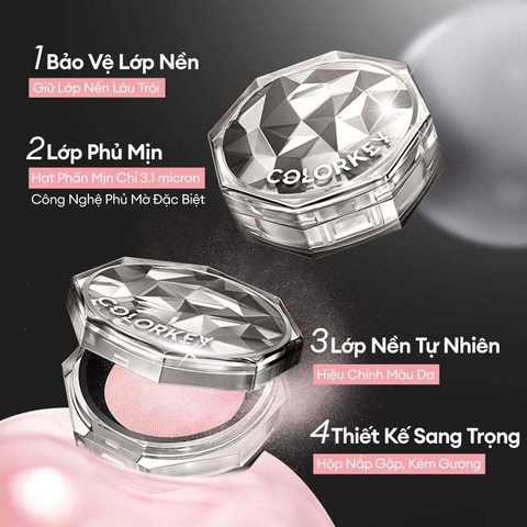 e951 - Phấn Phủ Dạng Bột COLORKEY Siêu Mịn Giúp Lớp Trang Điểm Tự Nhiên 8g LYO